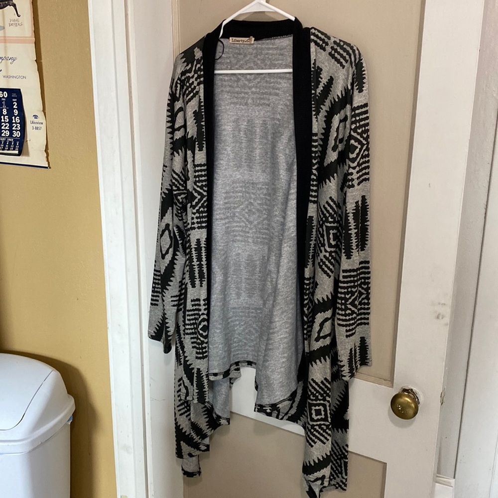 Long open front sweater